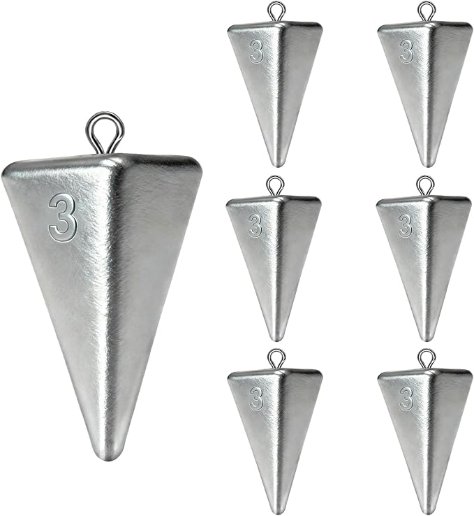 Fishing Weights Pyramid Sinkers Kit Bullet Fishing Weights Sinkers for Ocean Saltwater Surf Fishing Gear Tackle 1oz 2oz 3oz 4oz