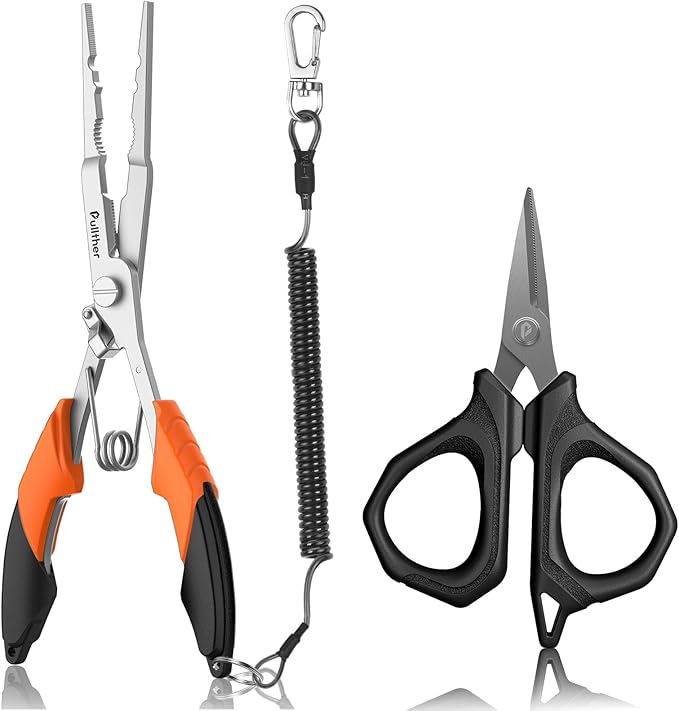 Fishing Tools Kit, Fishing Pliers,Fishing Scissors, Fishing Line Cutter for Braided Fishing Line,Fishing Gear with Lanyard