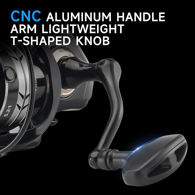 HAUT TON LT Metal Spinning Fishing Reel, Freshwater and Saltwater Fishing Reels, 5+1 Stainless Steel BB, 39.5Lbs Max Drag, CNC Aluminum Handle 3000/4000/5000/6000 for Casting Reel