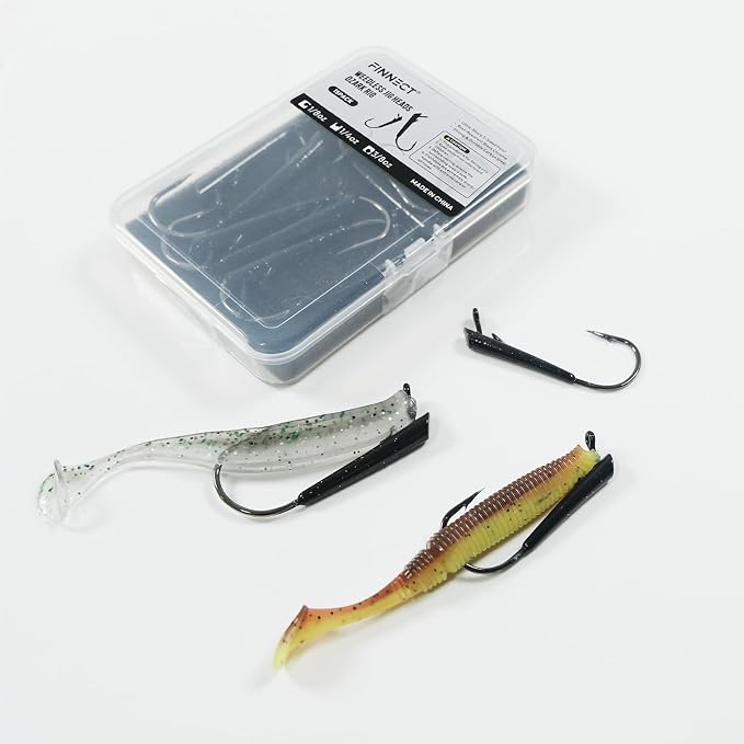 15-Pack Ozark Rig Weedless Jig Heads, 3/0 5/0 Texas Rig Hooks, Saltwater & Freshwater Fishing Hooks, 1/8oz, 1/4oz, 3/8oz Options