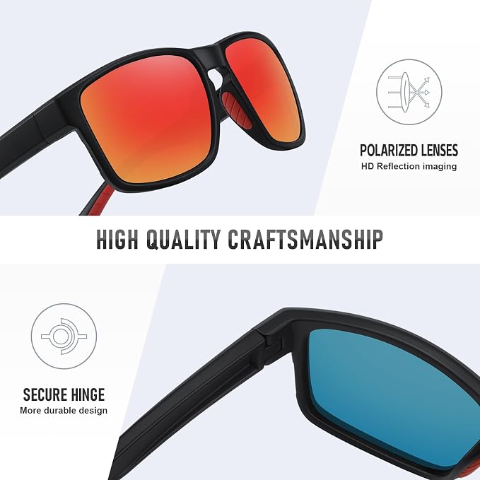 Sports Polarized Sunglasses for Men Women UV Protection Unbreakable Driving Running Fishing Hiking Sun Glasses