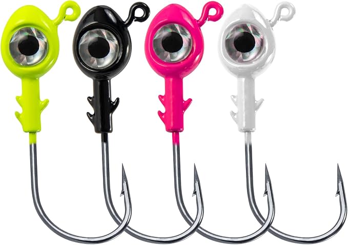 Dr.Fish 10 Pack Fishing Eyes Jigs 3D Eyes Trout Heads Bass Hook Saltwater Swimbait Jig Heads Freshwater Walleye Redfish Striper