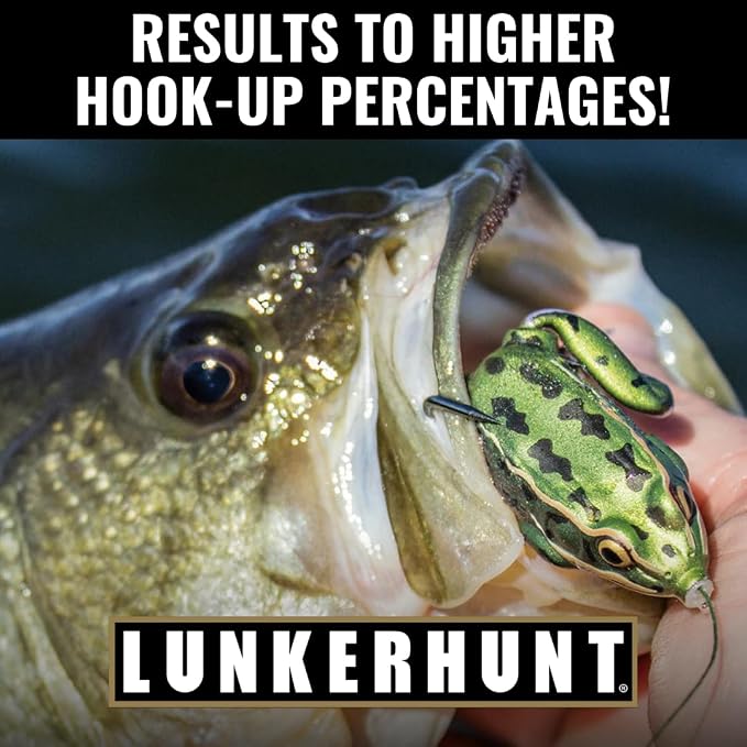 Lunkerhunt Topwater Frog Lures Fishing Lures Kit (3-Pack) | Most Realistic Frog Soft Swimbaits with Weedless Hooks for Freshwater | Combat, Popping Frog for Bass Trout Pike Snakehead Bluegill