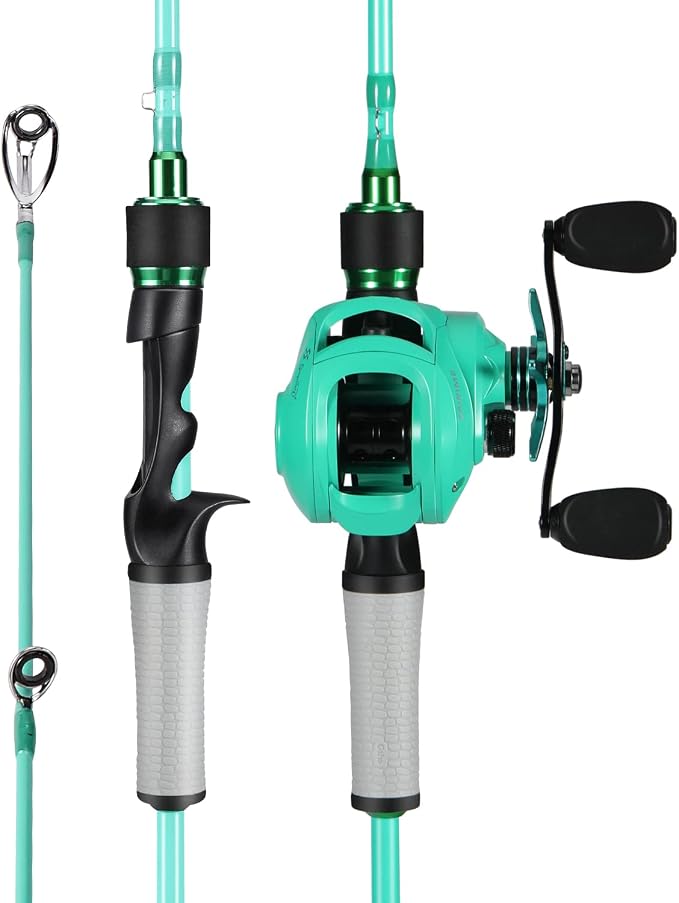 One Bass Fishing Rod Reel Combo, Baitcasting Fishing Pole with Graphite 2Pc Blanks