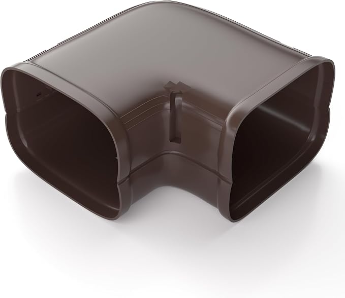 Brown Flat Elbow, Flexible Level Bend Cover Line Set Cover Kit Accessories for Ductless Air Conditioners and Heat Pumps, PVC Decorative Upgraded UV-Proof Strong& Durable (4" Fixed)