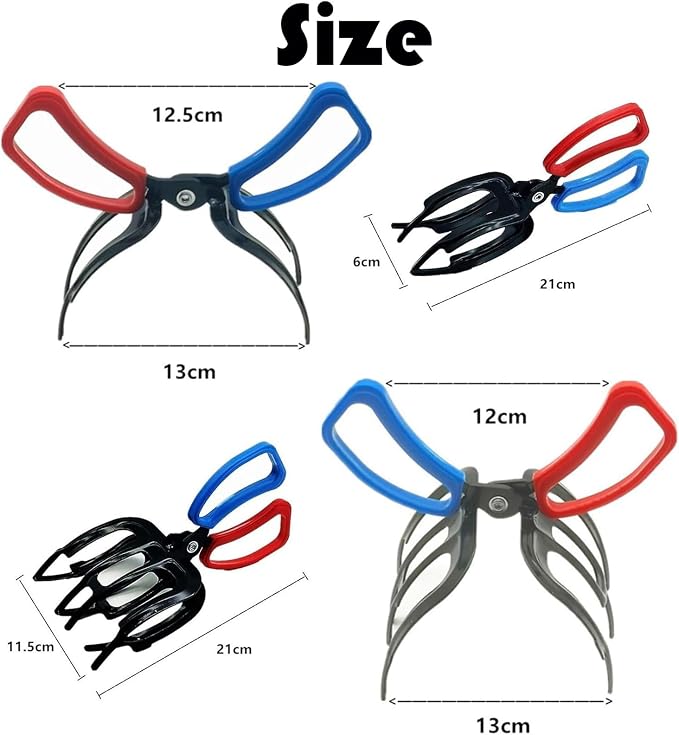 2 Packs 2/3 Claw Fish Gripper, Metal Fishing Pliers Gripper Catch Fish Control Clamp, Three Teeth Fishing Pliers Control Forceps Fishing Accessories for Most Freshwater Fish Grip Tackle Holder