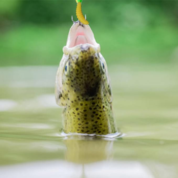 Fake Maggots Soft Worm Tipped Lure Wax Worms for Fishing or Pranks, Ice Fishing Lures Baits Perfect for Crappies Sunfish Catfish Bream Blue Gills Perch Trout Worms