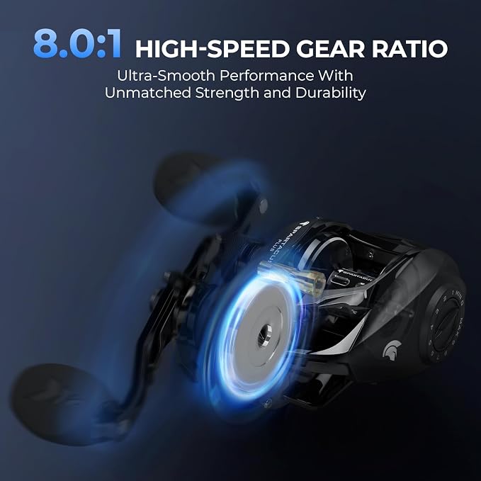 KastKing Spartacus II Plus Baitcasting Reel, DualBalance™ Magnetic Braking System, 8.0:1 High-Speed Gear Ratio, Ultralight 6 oz, 7+1 MaxiDur Double-Shielded Ball Bearings, Fishing Reels
