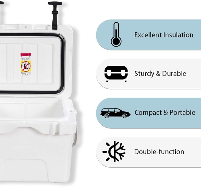 Goplus 16 Quart Cooler, 24-Can Capacity Ice Chest with 2 Cup Holders, 3-5 Days Ice Retention, Portable Insulated Ice Box for Camping, Fishing Outdoor Activities