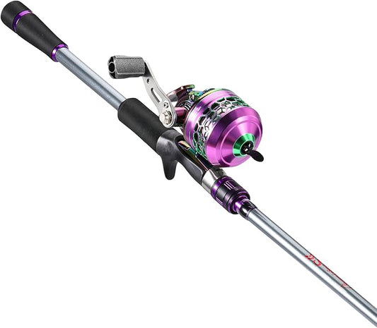 Sougayilang Fishing Reel Rod Combo, Two Pieces Colorful Poratble Light Weight Casting Rod with Spincast Fishing Reel for Freshwater