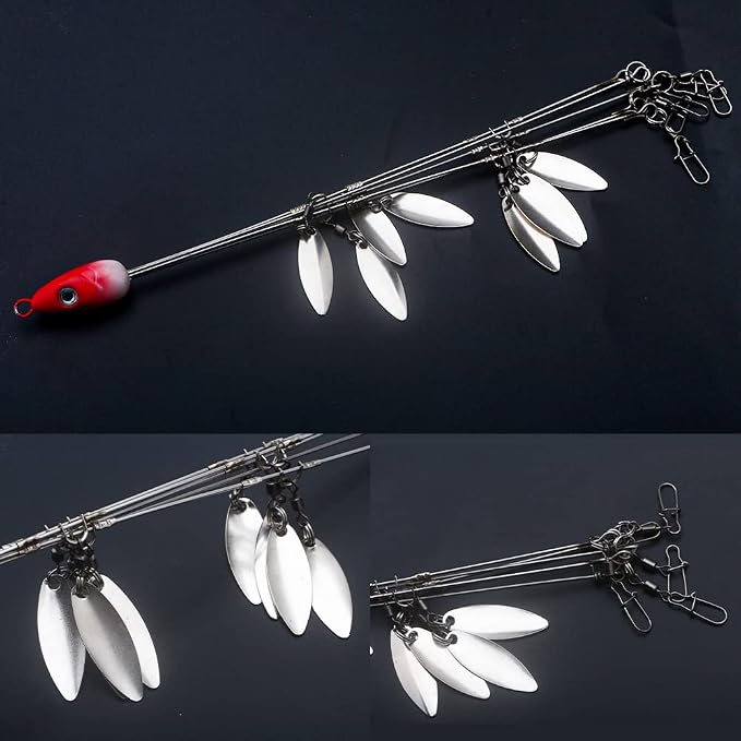 5 Arms Alabama Rig Fishing Lure, Umbrella Rig with Spinner for Striper, A-Rig for Boat Trolling Frashwater/Saltwater, with Soft Swimbait and Hooks for Bass Crappie Walleye Pickerel Trout Perch