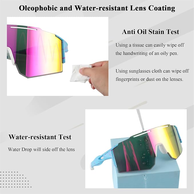 Ukoly Cycling Sunglasses for Men Women with 3 Interchangeable Lenses, Polarized Sports Sunglasses, Baseball Sunglasses
