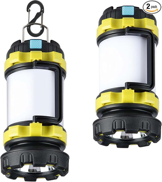 BOBKID 2 Pack Camping Lantern, Outdoor LED Camping Light, Rechargeable Flashlights with 1000LM, 6 Modes, IPX5 Waterproof Portable Emergency Camp Light for Hurricane Survival - Green