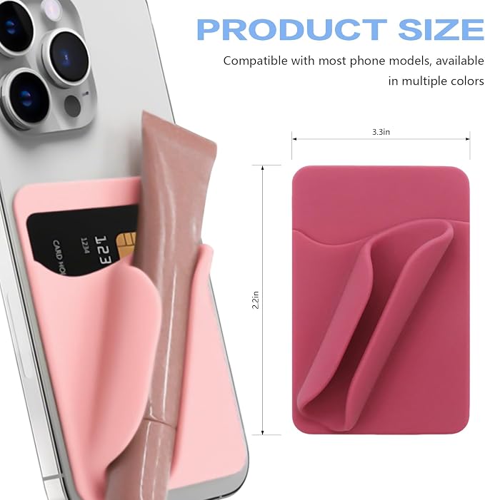 2 Pack Lip Gloss Holder Phone Case,Silicone Lip Gloss Holder with Card Holder,with Back Adhesive, Soft and Easy to Clean, Stylish and Eye-Catching, for Most Phone Models,（Green Red ）