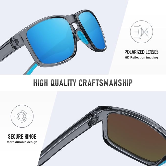 Sports Polarized Sunglasses for Men Women UV Protection Unbreakable Driving Running Fishing Hiking Sun Glasses