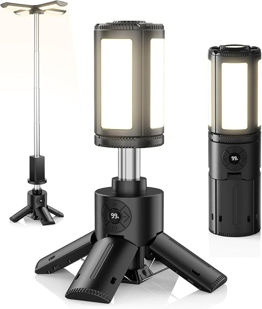 Telescopic Camping Lights with Stand, 14000mAh Rechargeable Camping Lantern,Portable Camping Light, IPX6 Waterproof, Dimmable Outdoor Tent Light for Emergency, Hiking, Fishing, Backyard