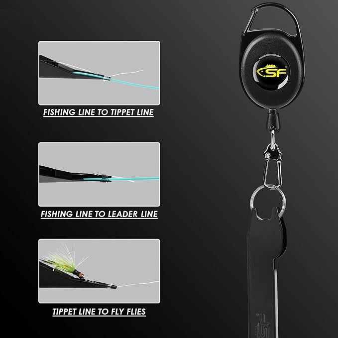 SF 3 in 1 Black Fly Fishing Nipper Fly Line Cutter Knot Tying Tool