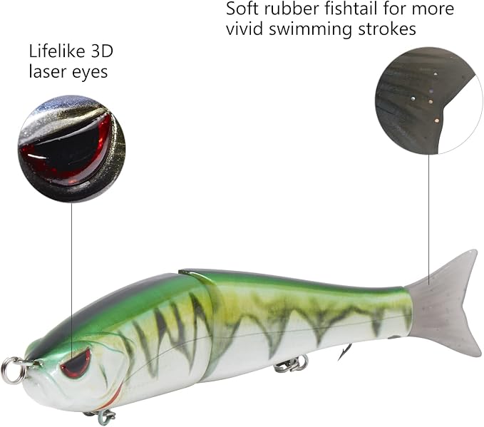 Bassdash SwimShad Glide Baits Jointed Swimbait Bass Pike Salmon Trout Muskie Fishing Lure,3-Pack