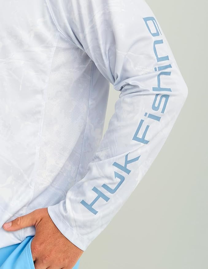 HUK Mens Pursuit Pattern Crew Sleeve Shirt, Performance Shirt