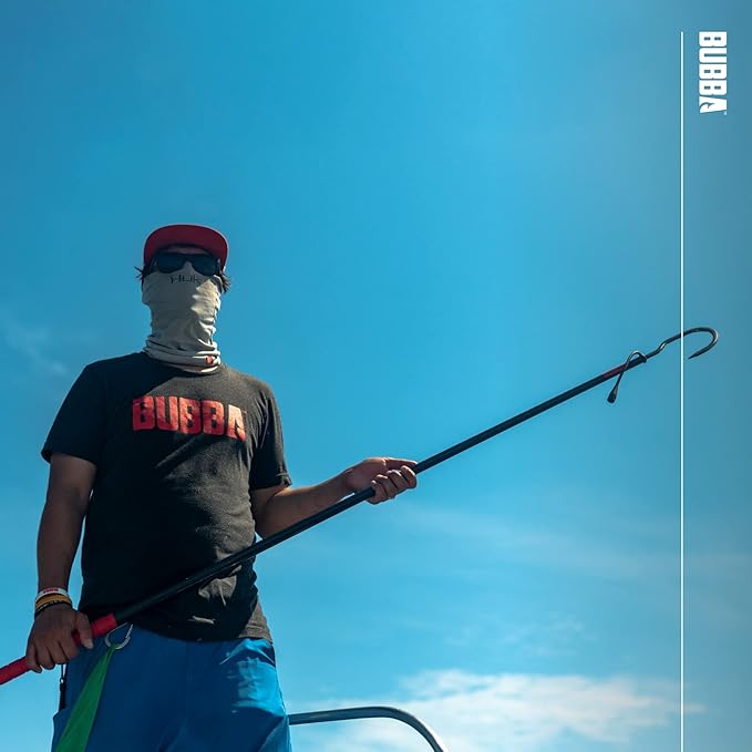 BUBBA 5 Foot Gaff with 3 Inch Stainless Steel Offset Hook, Non-Slip Grip Handles and Carbon Fiber Shaft for Fishing, Boating and Outdoors