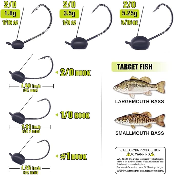 Weedless-Wacky-Rig-Hooks-Weedless-Jig-Head Worm Weights Hook for Bass Fishing 10 Pack