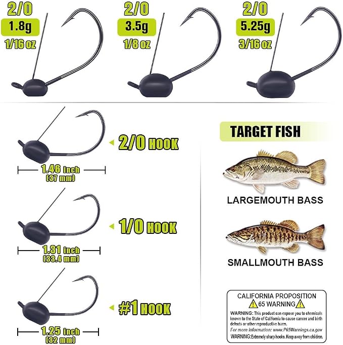 Weedless-Wacky-Rig-Hooks-Weedless-Jig-Head Worm Weights Hook for Bass Fishing 10 Pack