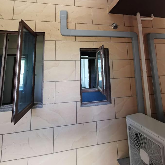 Mini-Split Line Cover Accessories: 4" Width Flat Elbow for Mini Split AC & Central AC, Grey