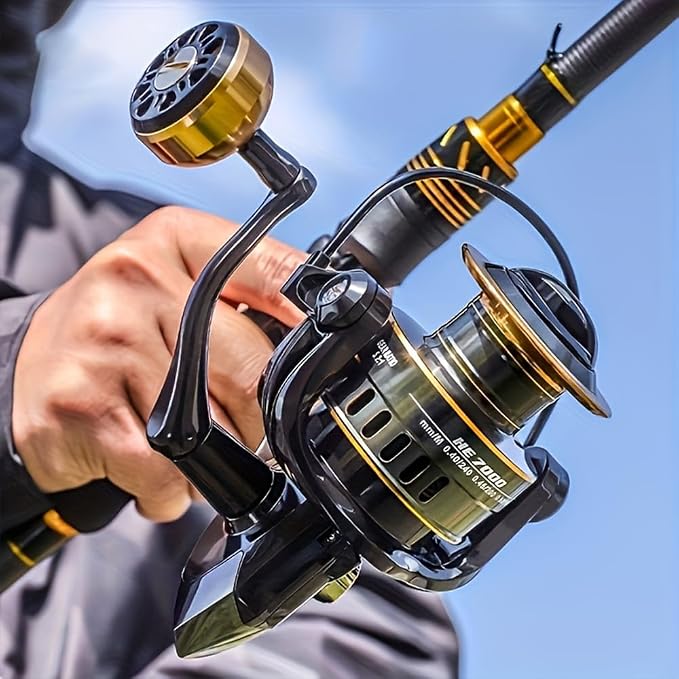 HE6000-7000 Spinning Reel, Saltwater Freshwater Spinning Fishing Reel，Metal Cup and Metal Rocker Arm, 5.2:1 Gear Ratio, Smooth and Sensitive, Fishing Reel for Freshwater Saltwater