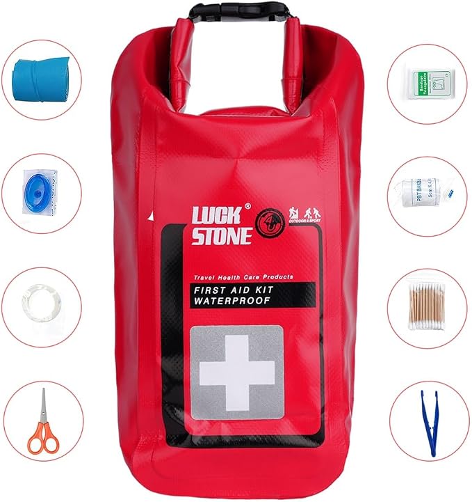 Emergency Kit Boating Waterproof with Top Roll Kit, Buckles Camping Beach Swimming Rafting Red Fishing Boating Kayaking