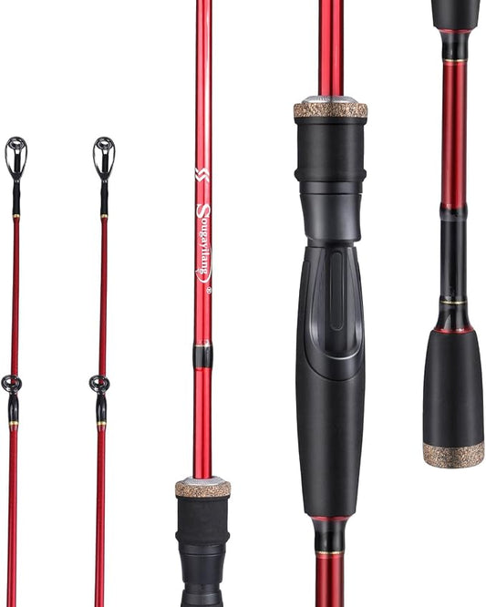 Sougayilang Fishing Rod, 2Pc Casting Rod Spinning Rod for Freshwater Tournament Quality Fishing Pole with 2 Tips for Bass