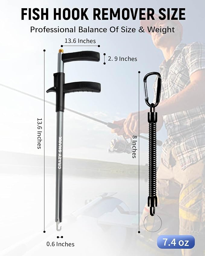 Fish Hook Remover Tool, Aluminum Fishing Hook Remover Extractor 13.6in