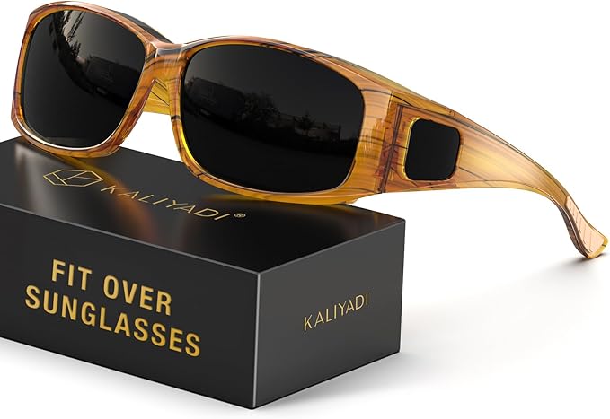 KALIYADI Polarized Sunglasses-Men Women Fit-Over-Glasses: Wrap Around Womens Sunglasses with UV400 for Driving Fishing Golf