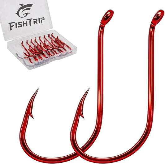 FishTrip 50/100/120/210 Pack Octopus Fishing Hooks - Offset Beak Circle Hooks for Fish Hooks Saltwater & Freshwater, Live Bait Fish Hook for Rigs Catfish, Bass Tuna, Walleye, Trout