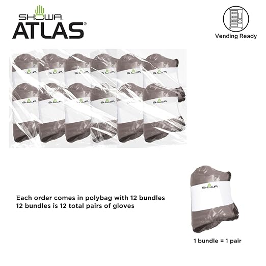 SHOWA Atlas 620 Double-Dipped PVC Chemical Resistant Gloves, Rough Finish Grip, Seamless Cotton Liner, 12" Length, Blue, XX-Large, Vending 12-Pack