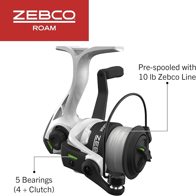 Zebco Roam Spinning Reel and Fishing Rod Combo, 6-Foot Fiberglass Fishing Pole, Split ComfortGrip Handle, Soft-Touch Handle Knob, Changeable Right- or Left-Hand Retrieve