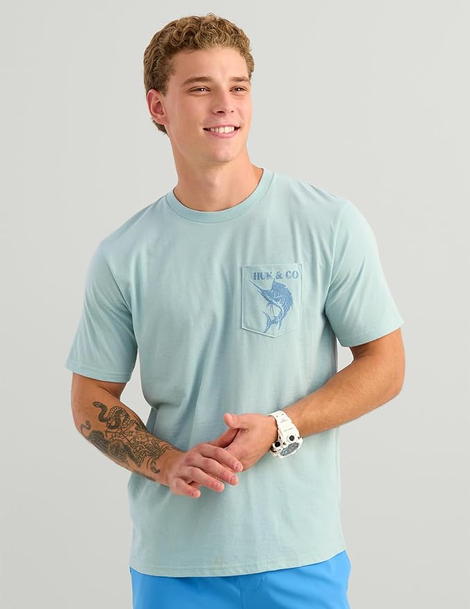 HUK Mens Performance Fishing Logo Tee, Short Sleeve T-Shirt for Men
