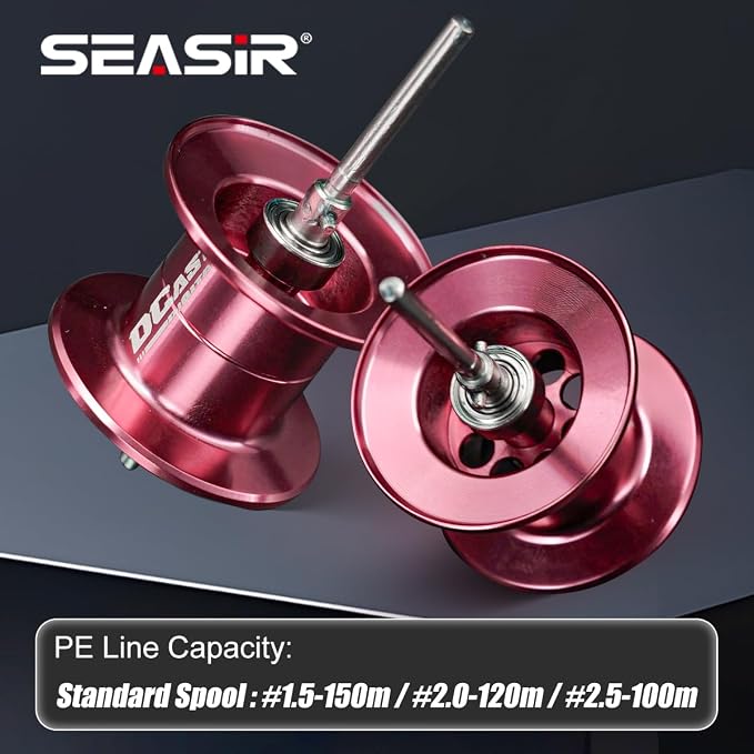 SEASIR DCast Baitcaster Reel, Digital Control Fishing Reel, Ultralight Baitcasting Reel, Freshwater Saltwater, 6.7oz, Max Drag 18.5LB, 7.3:1, 7+1 BB, Carbon Fiber Washer, Grey & Red