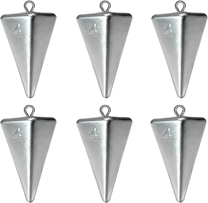 Pyramid Sinkers Fishing Weights Assortment 1oz-4oz, Surf Casting Sinkers for Saltwater Beach Fishing, Triangle Lead Weights Anti Roll Strong Hold