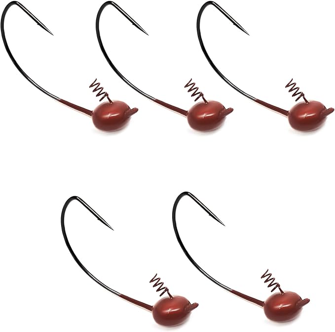 Reaction Tackle Tungsten Shaky Head Jigs for Bass Fishing - Premium Fishing Hooks, Ideal Shaky Head Jig to Catch Big Bass and Other Fish - (5-Pack)