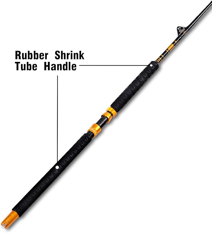 Fiblink Bent Butt Fishing Rod 2-Piece Saltwater Offshore Trolling Rod Big Game Roller Rod Conventional Boat Fishing Pole