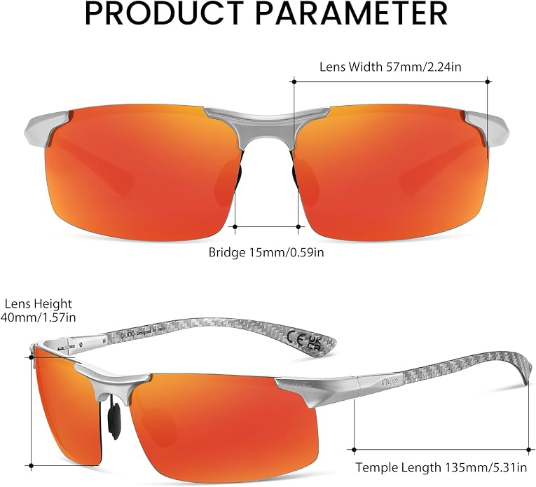 DUCO Polarized Sunglasses Mens Ultralight Carbon Fiber Sun Glasses for Men Driving Sports Fishing UV400 Protection DC8277