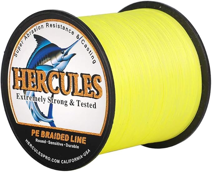 HERCULES Cost-Effective Super Cast 8 Strands Braided Fishing Line 10LB to 300LB Test for Salt-Water,109/328/547/1094 Yards(100M/300M/500M/1000M),Diam.#0.12MM-1.2MM,Hi-Grade Performance,Variety Colors
