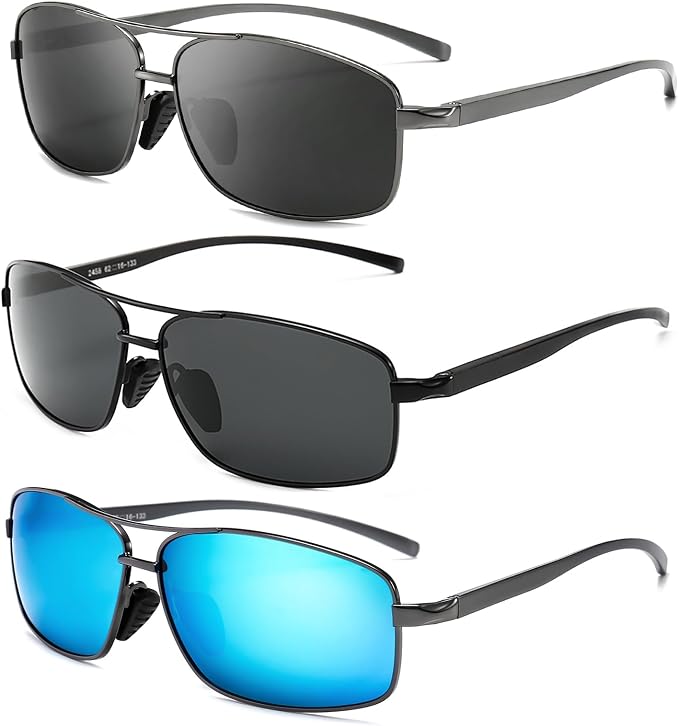 SUNGAIT Ultra Lightweight Rectangular Polarized Sunglasses Men UV400 Protection