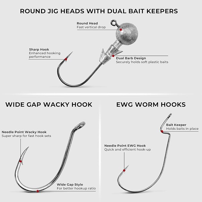 MadBite by KastKing 182/265/400pcs Compact Fishing Tackle Kit - All-in-One Freshwater Hooks, Weights, Bobbers in Tackle Box, Fishing Gear Set for Bass Trout Panfish