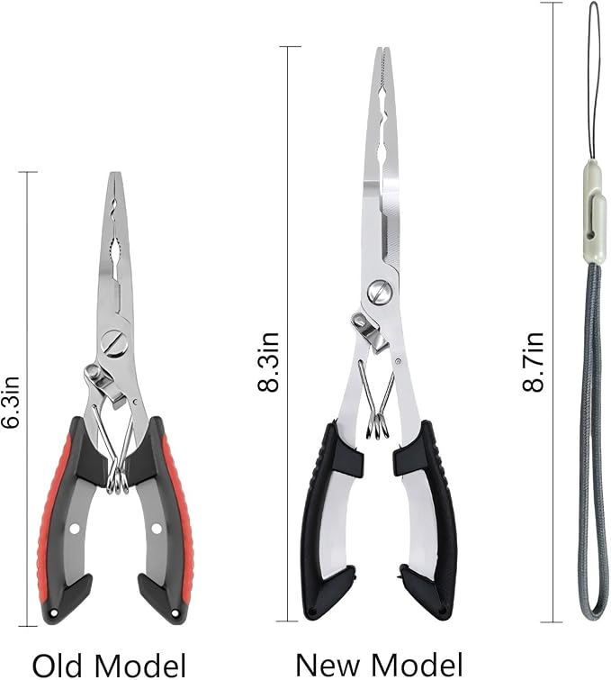 Fishing Pliers Hook Remover Tool, Stainless Steel Fishing Needle Nose Pliers Saltwater Freshwater, Fish Dehooker Plyers with Lanyard, Fish Multitool Gear with Braided Line Cutter