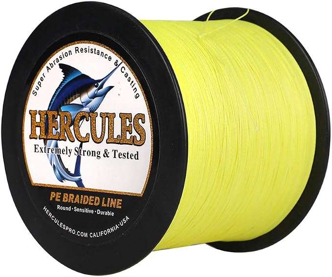 HERCULES Cost-Effective Super Cast 8 Strands Braided Fishing Line 10LB to 300LB Test for Salt-Water,109/328/547/1094 Yards(100M/300M/500M/1000M),Diam.#0.12MM-1.2MM,Hi-Grade Performance,Variety Colors