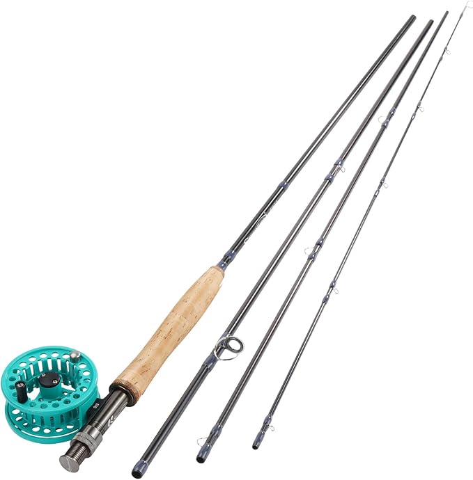 Sougayilang 5/6 Weight 9ft Fly Rod, 4-Piece Graphite Rod, Die Cast Aluminum Reel, Carrying Case, Fly Box & Fishing Flies Combo Starter Kit