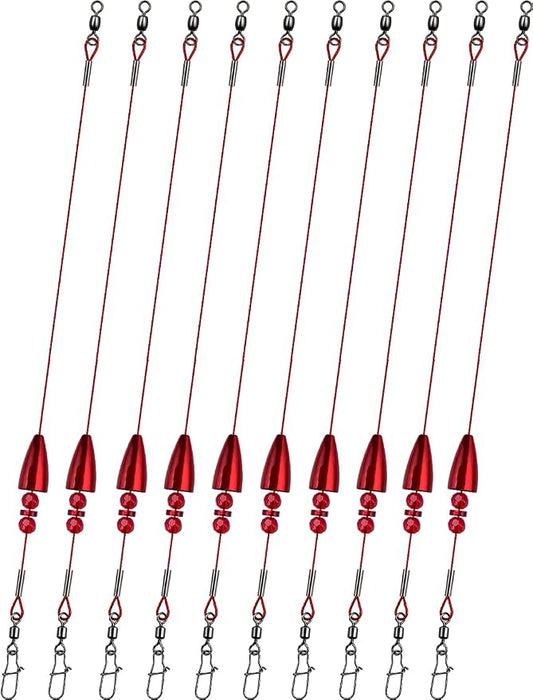 Texas Rigs 10 Pack, Pre-Rigged Bass Fishing Rig with Bullet Weight, Swivel & Snap, Weedless Soft Plastic Rig for Largemouth & Smallmouth Bass