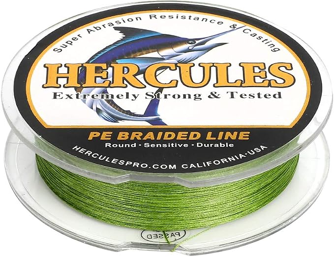 HERCULES Cost-Effective Super Cast 8 Strands Braided Fishing Line 10LB to 300LB Test for Salt-Water,109/328/547/1094 Yards(100M/300M/500M/1000M),Diam.#0.12MM-1.2MM,Hi-Grade Performance,Variety Colors