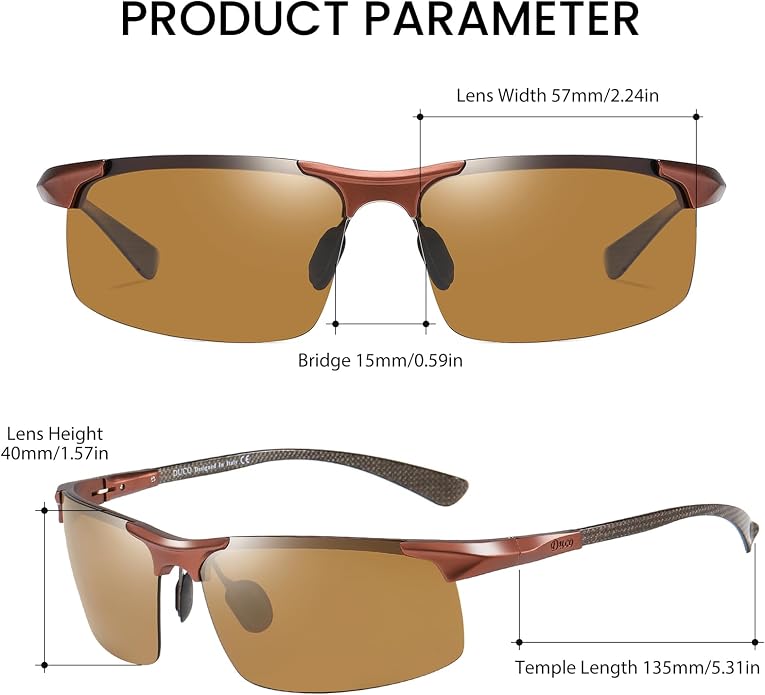 DUCO Polarized Sunglasses Mens Ultralight Carbon Fiber Sun Glasses for Men Driving Sports Fishing UV400 Protection DC8277
